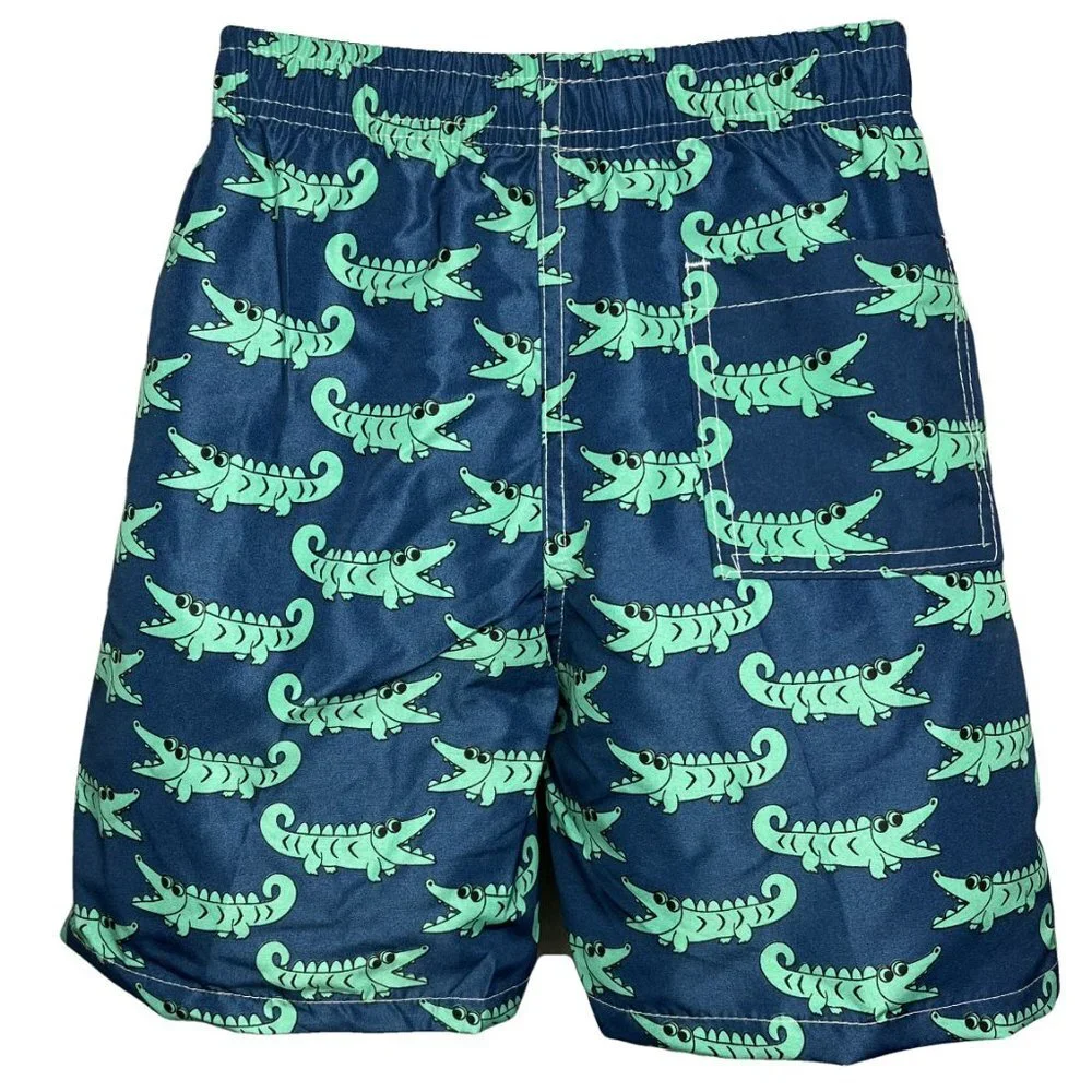 Boy's Swim Trunks, Kids Pool Shorts, Alligator Print